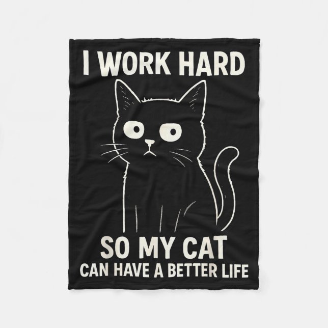 Funny Cat Graphic Tee Men Women Coworker Meme Humo Fleece Blanket (Front)