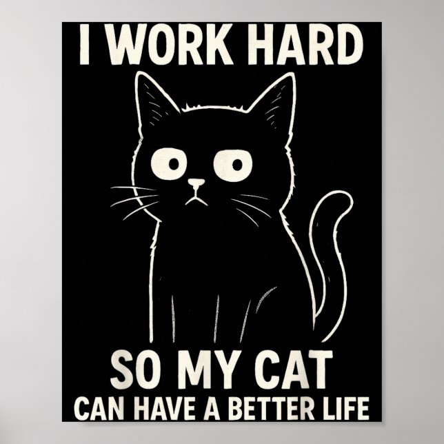 Funny Cat Graphic Tee Men Women Coworker Meme Humo Poster (Front)