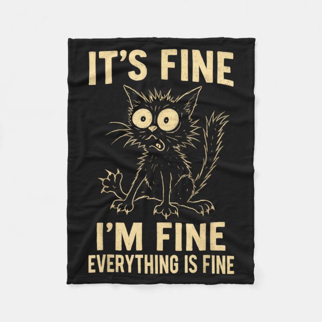 Funny Cat Graphic Tee Men Women Kids Weird Crazy M Fleece Blanket (Front)