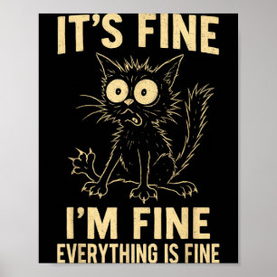 Funny Cat Graphic Tee Men Women Kids Weird Crazy M Poster