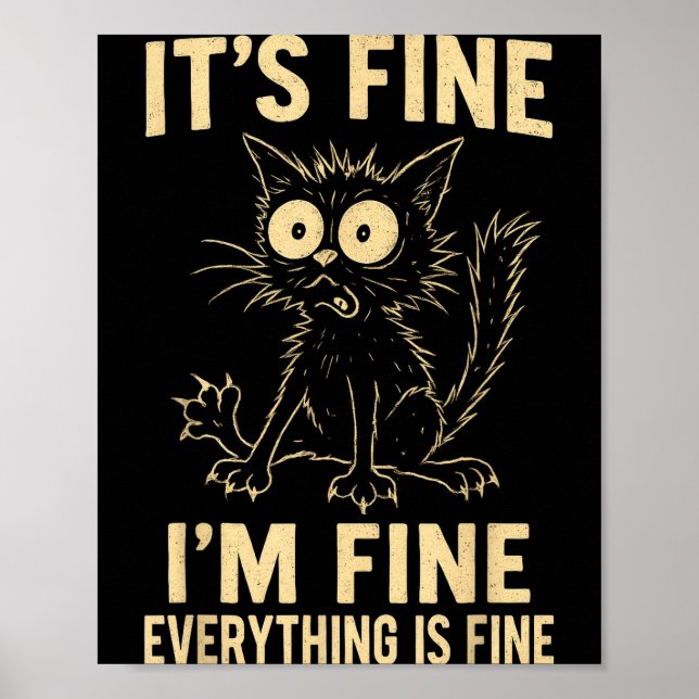 Funny Cat Graphic Tee Men Women Kids Weird Crazy M Poster (Front)