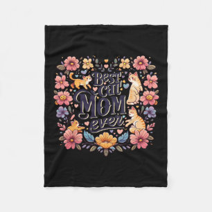 Funny Cat Graphic Women Mother Cat Kitten Best Cat Fleece Blanket