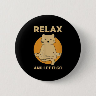 Funny Cat Graphic Yoga Zen Meditation 6 Cm Round Badge