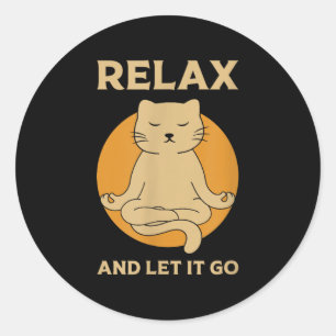 Funny Cat Graphic Yoga Zen Meditation  Classic Round Sticker