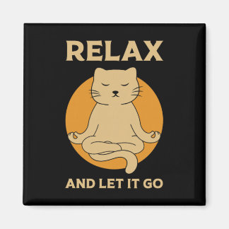 Funny Cat Graphic Yoga Zen Meditation  Magnet