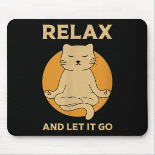 Funny Cat Graphic Yoga Zen Meditation Mouse Pad