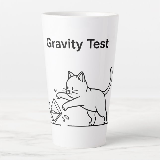 Funny Cat Gravity Test | Cute Science Kitten Humou Latte Mug (Front)
