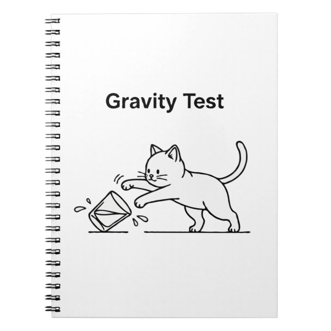 Funny Cat Gravity Test | Cute Science Kitten Humou Notebook (Front)