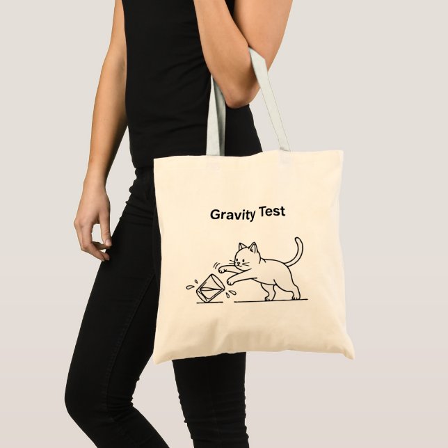 Funny Cat Gravity Test | Cute Science Kitten Humou Tote Bag (Front (Product))