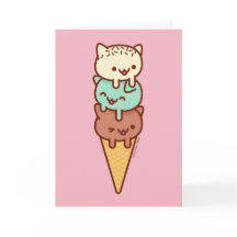Funny Cat Greeting Card - SUMMER ICE CREAM CONE