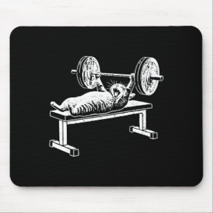 Funny cat gym workout bench press cat meme mouse pad
