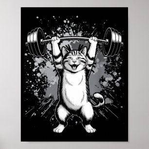 Funny cat gym workout deadlift meme pump kitten poster