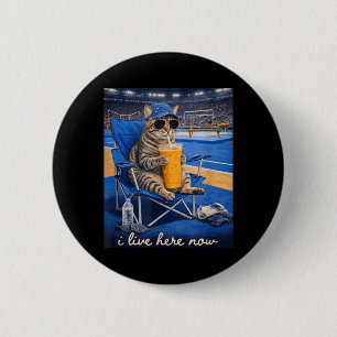 Funny Cat Gymnastic I Live Here Now 6 Cm Round Badge