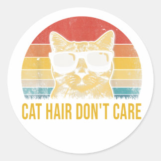 Funny Cat Hair Don't Care Card for Cat Lovers Classic Round Sticker
