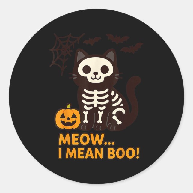 Funny Cat Halloween Costume Meow I Mean Boo Men Wo Classic Round Sticker (Front)