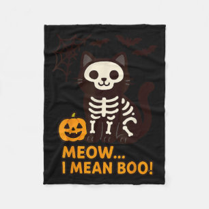 Funny Cat Halloween Costume Meow I Mean Boo Men Wo Fleece Blanket
