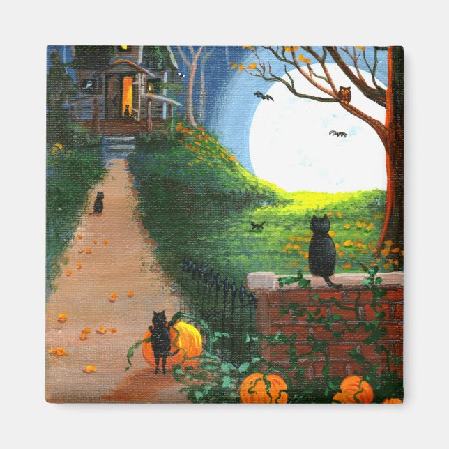 Funny Cat Halloween Creationarts Magnet (Front)