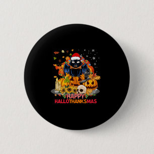 Funny Cat Happy Hallothanksmas Halloween Thanksgiv 6 Cm Round Badge