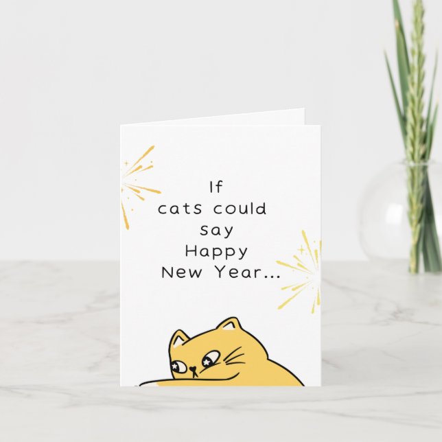 Funny Cat Happy New Year  Card (Front)