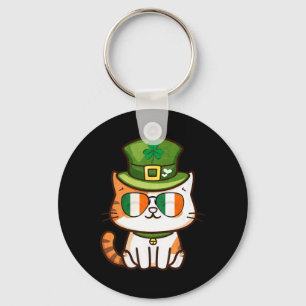 Funny Cat Happy St Patricks Day Key Ring