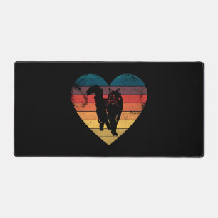Funny Cat Heart Retro Vintage Cool For Cat Lover Desk Mat