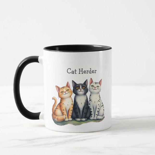 Funny Cat Herder Quote Cat Lover  Mug (Left)