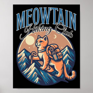 Funny Cat Hiking Social Club - Cute Outdoor Advent Poster