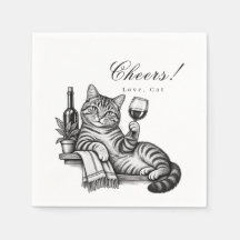 Funny Cat Holding Wine Glass Cheers Pet Wedding
