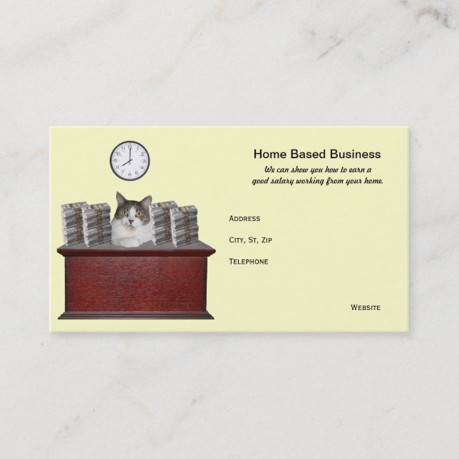 Funny Cat Home Based Business Business Card (Front)