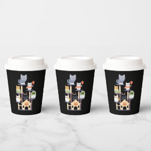 Funny Cat Horror Movies Cute Halloween Cat Kitty Paper Cups