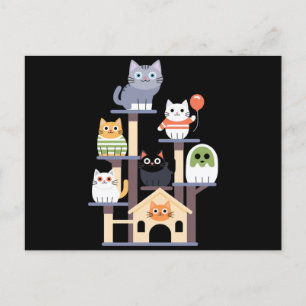 Funny Cat Horror Movies Cute Halloween Cat Kitty  Postcard