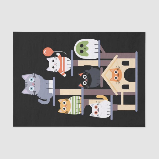 Funny Cat Horror Movies Cute Halloween Cat Kitty  Tissue Paper (Front)