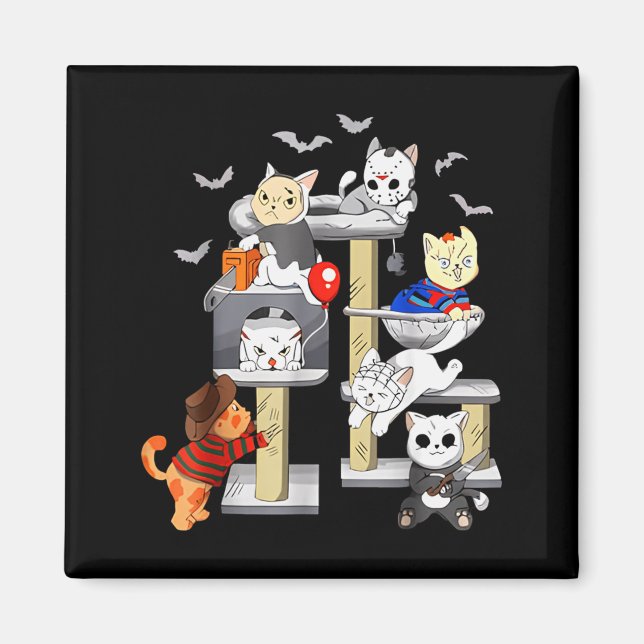 Funny Cat Horror Movies Cute Halloween Cat Lovers  Magnet (Front)