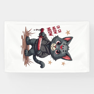Funny Cat Horror Movies Cute Halloween for Cat Kit Banner