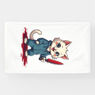 Funny Cat Horror Movies Cute Halloween For Cat Kit Banner