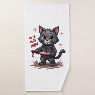 Funny Cat Horror Movies Cute Halloween for Cat Kit Bath Towel