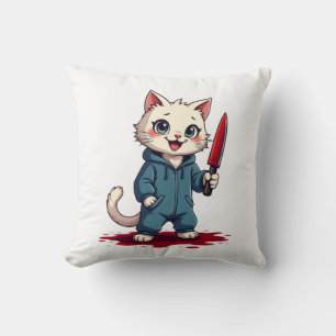 Funny Cat Horror Movies Cute Halloween For Cat Kit Cushion