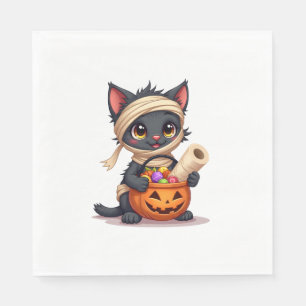Funny Cat Horror Movies Cute Halloween for Cat Kit Napkin