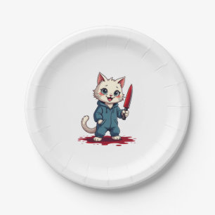 Funny Cat Horror Movies Cute Halloween For Cat Kit Paper Plate