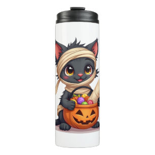 Funny Cat Horror Movies Cute Halloween for Cat Kit Thermal Tumbler
