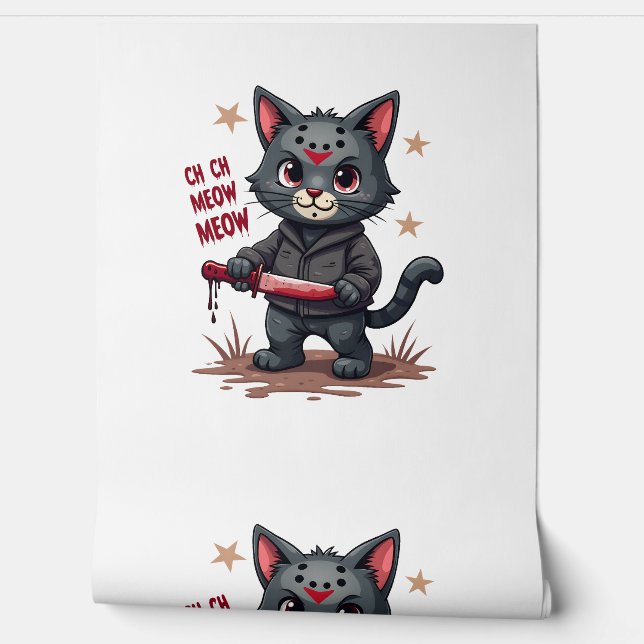 Funny Cat Horror Movies Cute Halloween for Cat Kit Wallpaper (Unrolling)