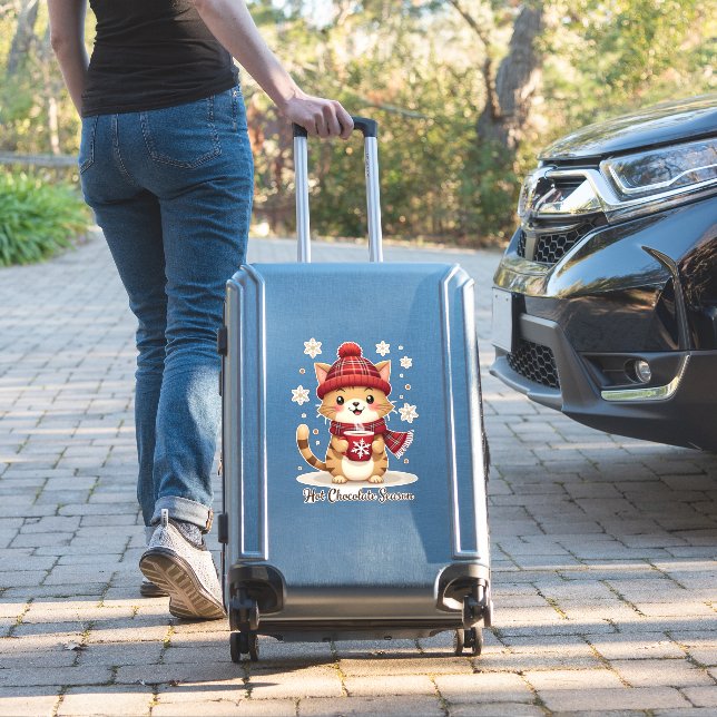 Funny Cat Hot Choco Season Merry Christmas Mom Dad (Suitcase Insitu)