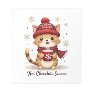 Funny Cat Hot Choco Season Merry Christmas Mom Dad Notepad