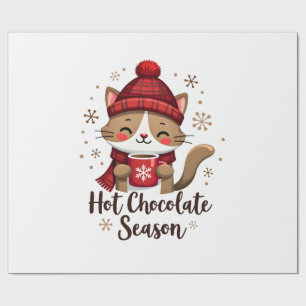 Funny Cat Hot Choco Season Merry Christmas Mom Dad Wrapping Paper