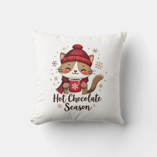 Funny Cat Hot Choco Season Merry Christmas Mum Dad Cushion