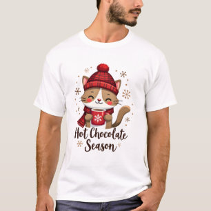 Funny Cat Hot Choco Season Merry Christmas Mum Dad T-Shirt