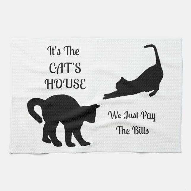 Funny Cat House Kitchen Towel (Horizontal)