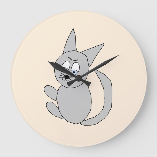 Funny cat Hugo Large Clock (Front)