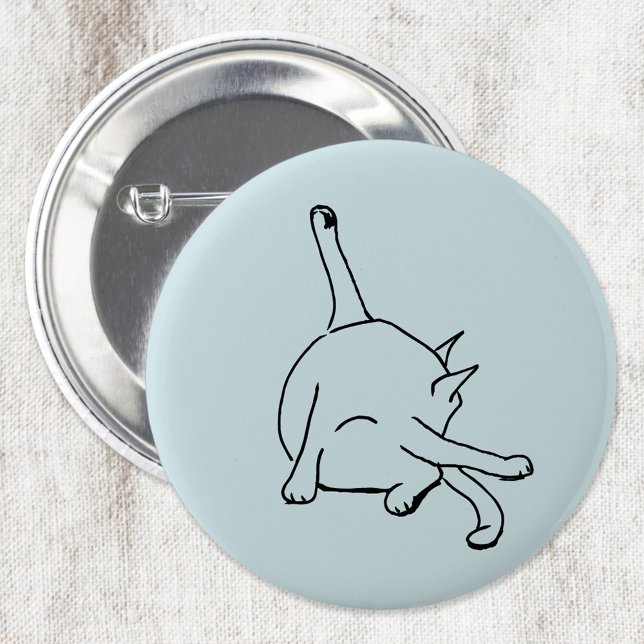 Funny Cat Humor 6 Cm Round Badge (Funny cat humor cat washing bottom or cat yoga button for animal lovers)