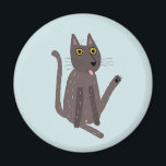 Funny Cat Humor Magnet<br><div class="desc">A funny cat washing.  Or maybe he's just doing yoga? Kiss him at your own risk!  Raise a smile from any animal lover.</div>